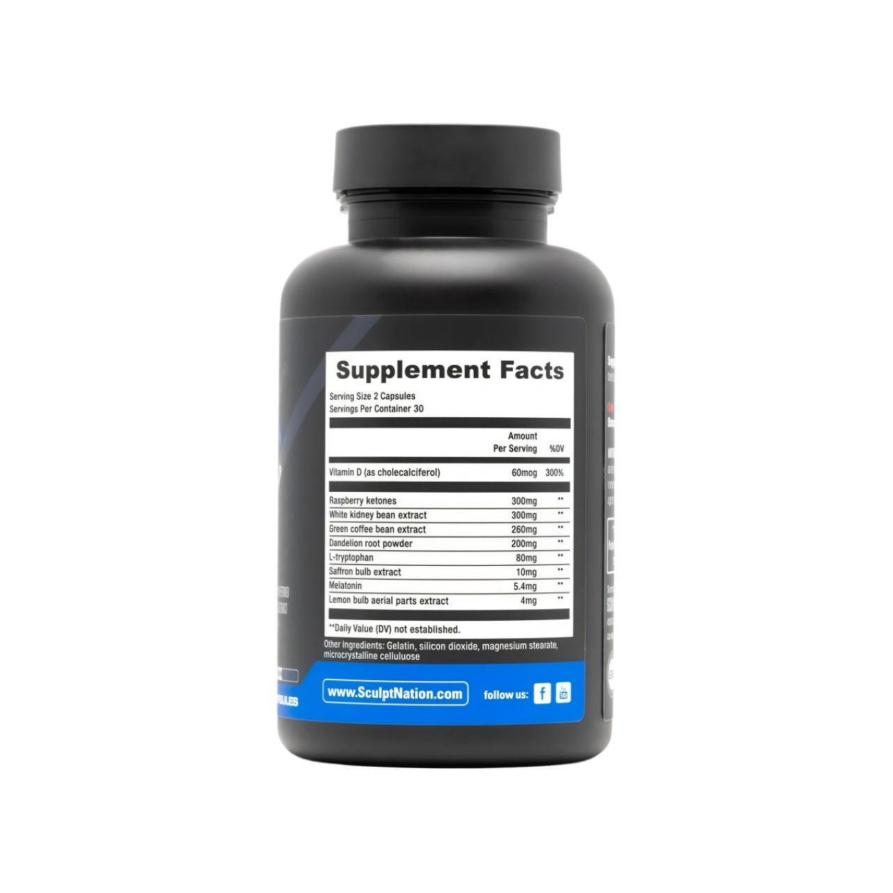 Sculpt Nation by V Shred Burn PM - Night Time Fat Burner - Appetite Suppressant and Weight Loss Support - Raspberry Ketones, Green Coffee Bean Extract, Melatonin - 60 Gluten Free Capsules