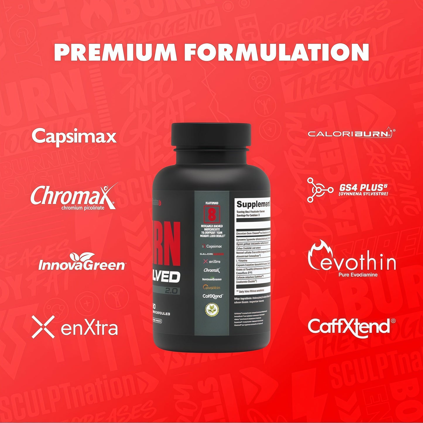 Sculpt Nation by V Shred Burn ThermogenicFat Burner for Men & Women - Daytime FatBurner Metabolism Booster - PremiumCapsimax Cayenne Pepper, Chromax, PatentedIngredients - 60 Natural Veggie Pills